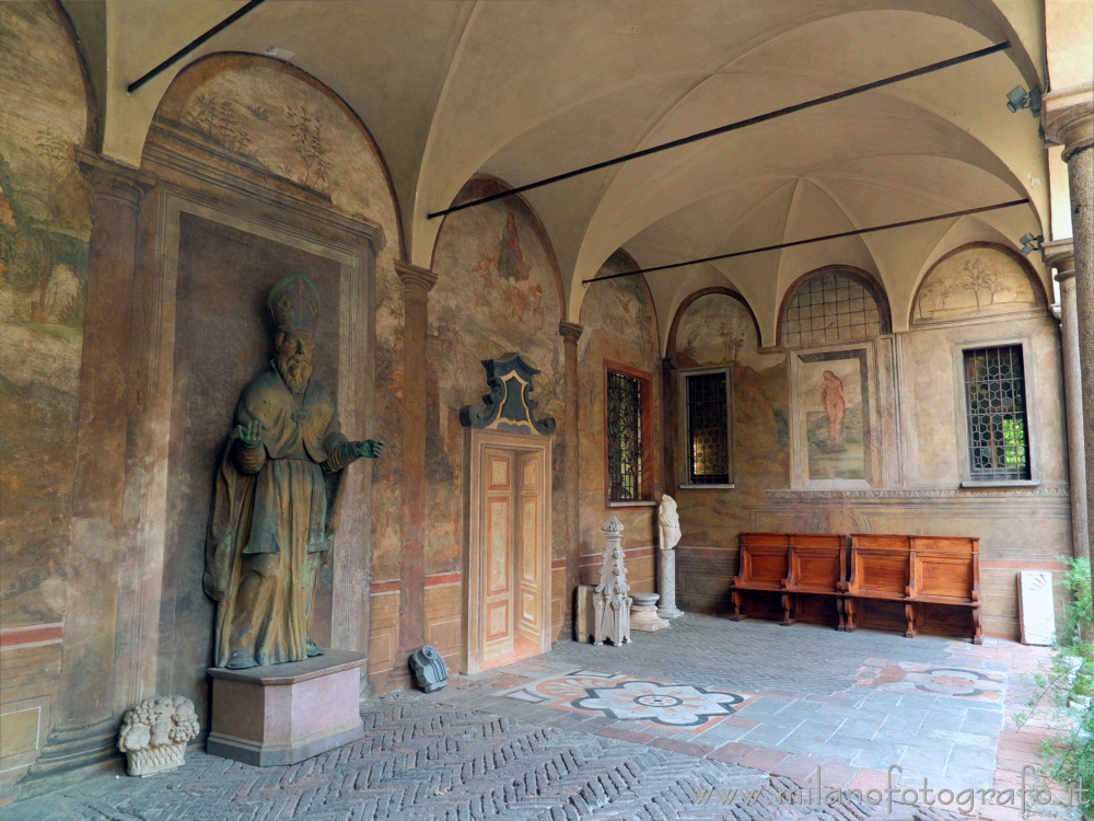 Milan (Italy) - Interior of the loggia in the eastern court of the House of the Atellani and Leonardo's vineyard